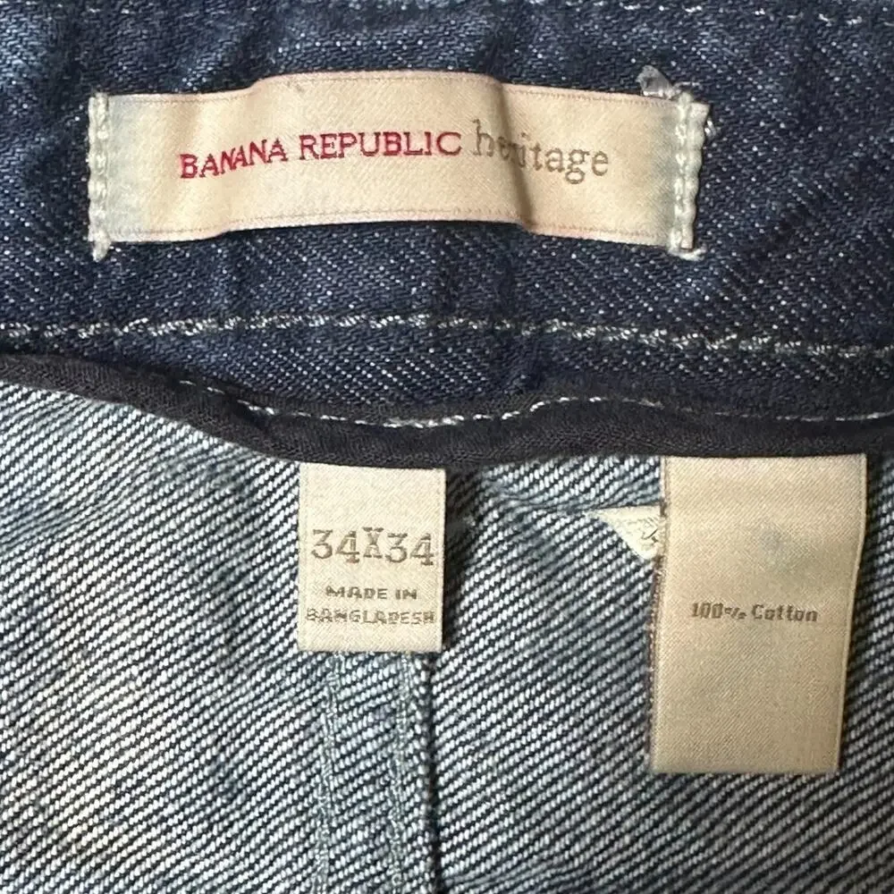 Banana Republic Heritage Jeans Mens Actual Size 36x34 Blue Denim Buttonfly